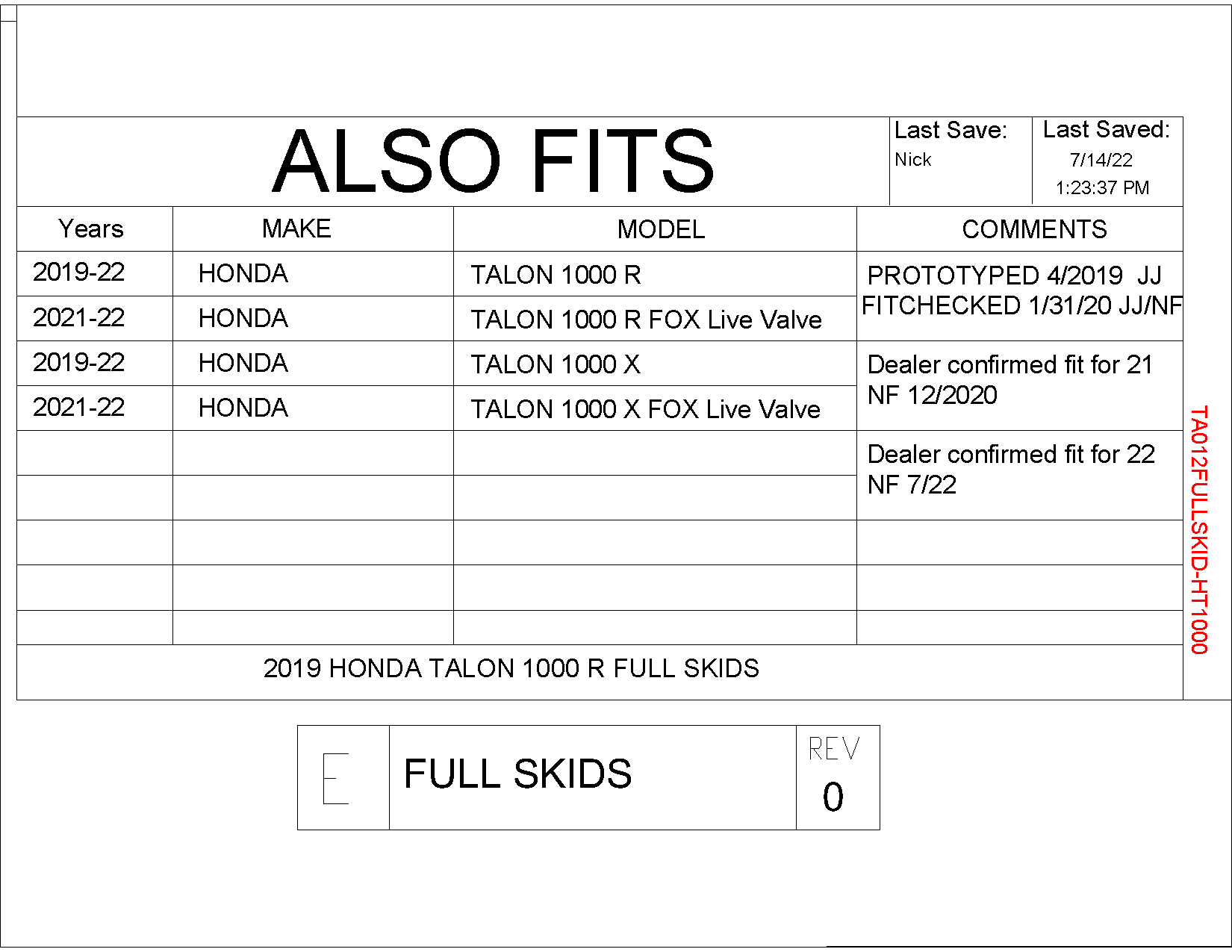 Trail Armor Full Skid Plate for 2019+ Honda Talon X / R