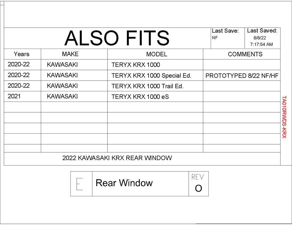 Trail Armor Rear Window Dust Shield Kit for 2020-22 Kawasaki KRX