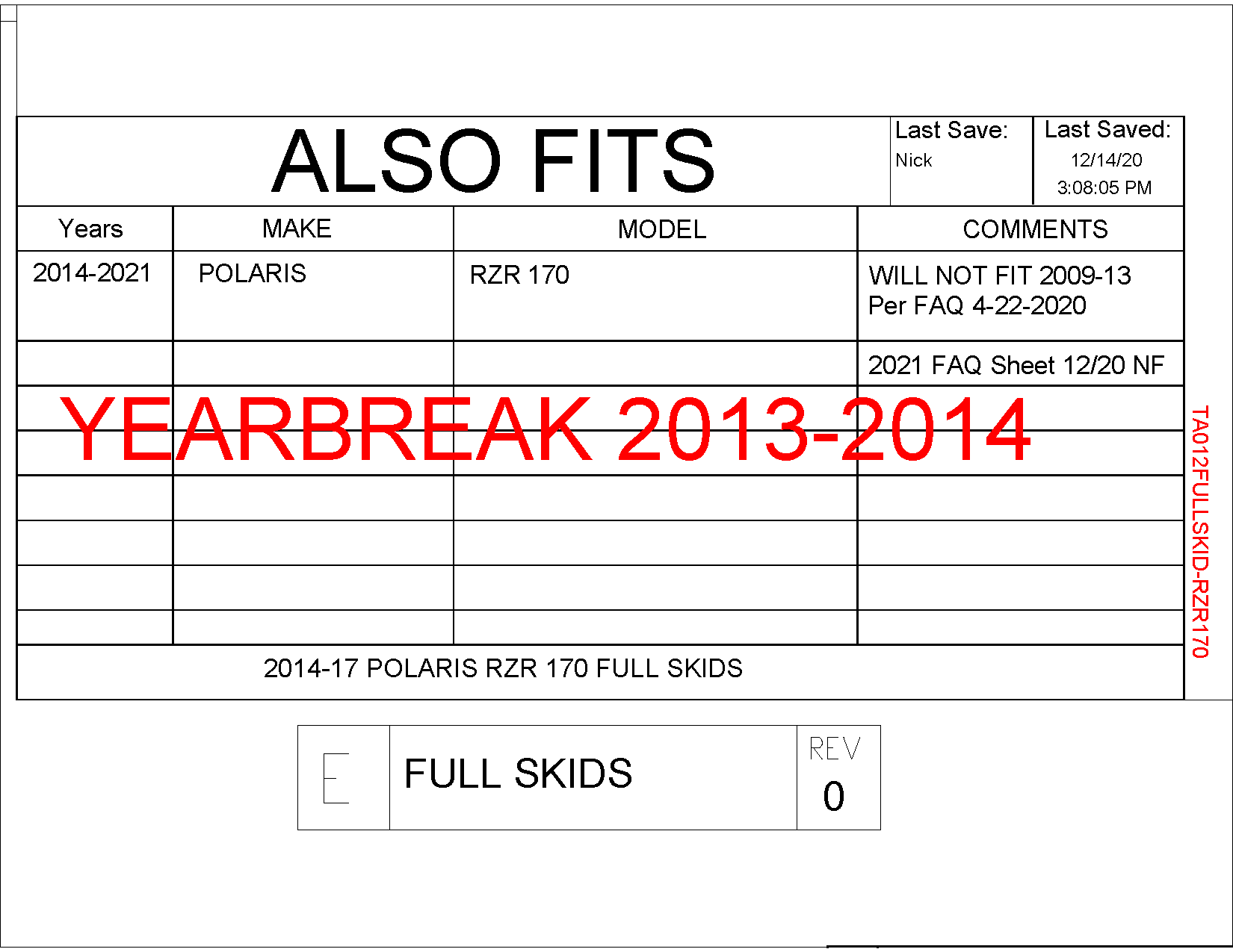 Trail Armor Full Skids with Integrated Side Nerfs and Rear Swing Arm Skid for 2009-21 Polaris RZR 170