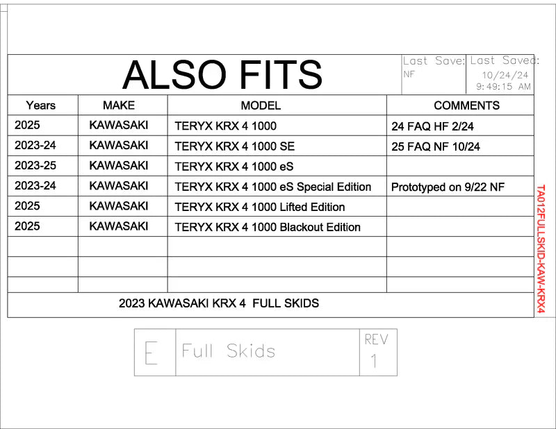 Trail Armor Full Skid Plate for Kawasaki KRX 4 1000