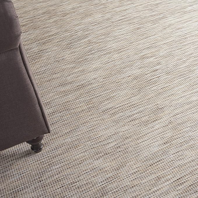 Nourison Positano Indoor-Outdoor Beige 5' x 7' Area Rug, Easy Cleaning, Non Shedding, Bed Room, Living Room, Dining Room, Backyard, Deck, Patio (5x7)