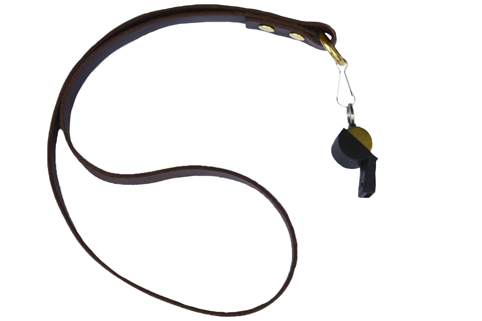 Brass/Gold Plated Dog Whistle With Leather Lanyard