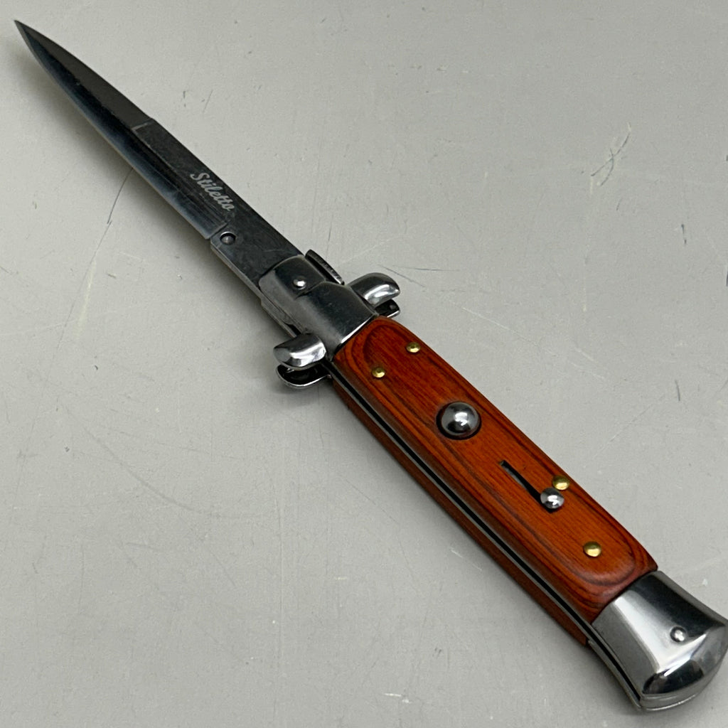 ZA@ ARMED FORCE TACTICAL Hand Crafted OTF Pocket Knife 9" Knife 4" Blade Red/Wood ST-7WD