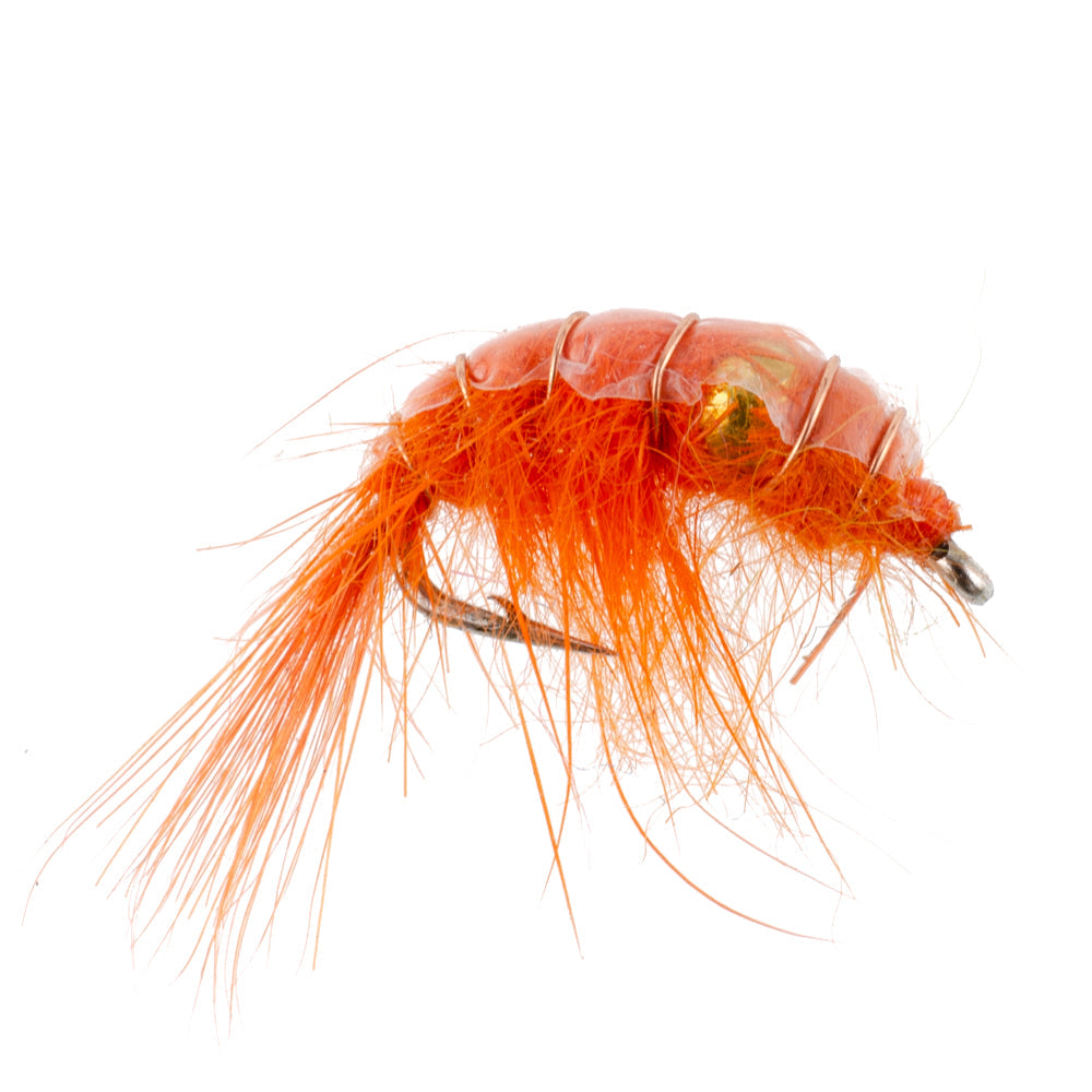Orange Beaded Shrimp Scud Pattern - 1 Dozen Size 16 - Tailwater Lake Fly Fishing Nymph