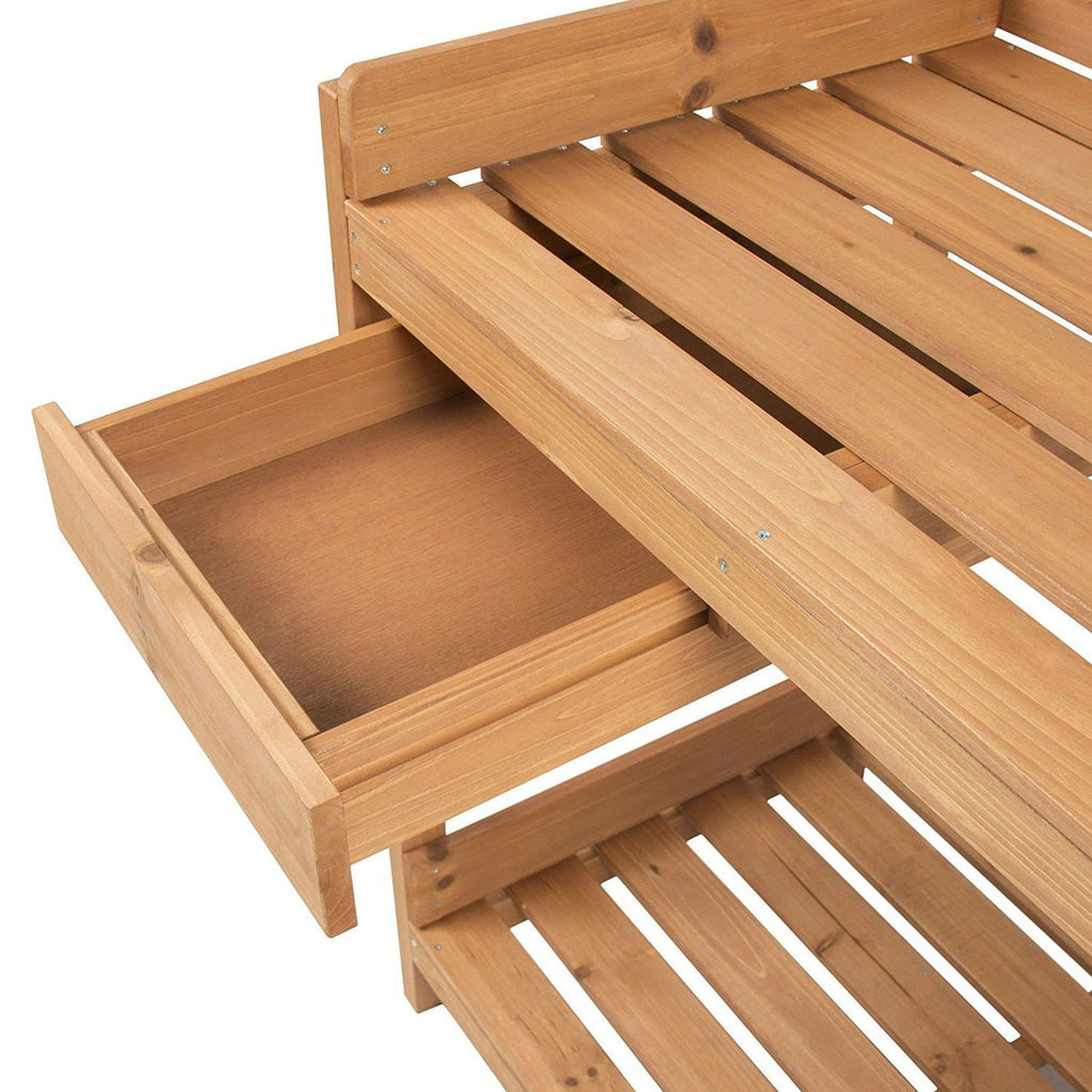 Solid Wood Garden Work Table Potting Bench in Natural Finish