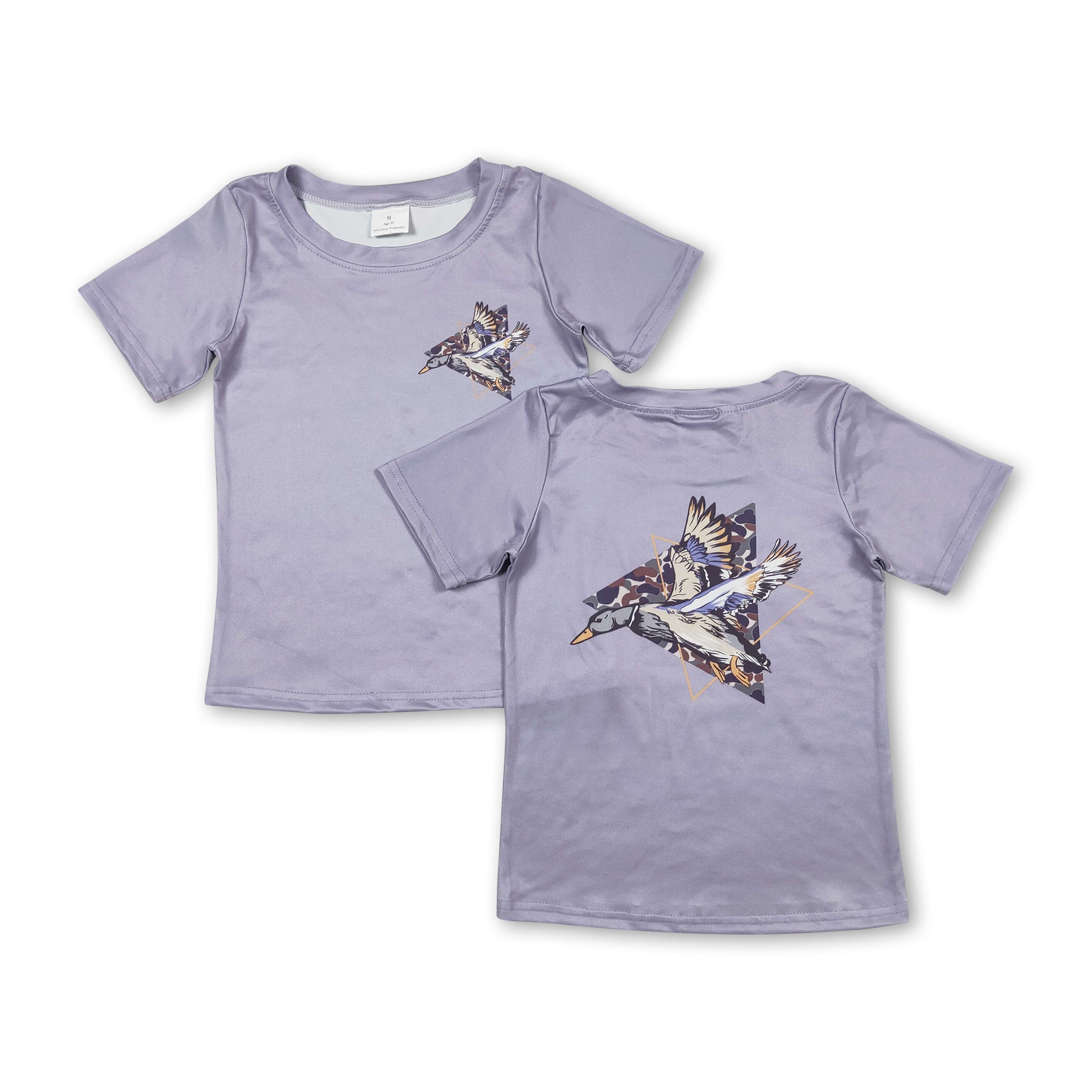 Grey short sleeves duck camo boys T-shirt