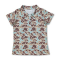 Short sleeves mint camo print kids boys polo shirt