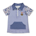 Camo short sleeves fishing pocket kids boys pullover