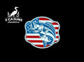 Bass on American Flag Patriotic Red White and Blue Acrylic Patch