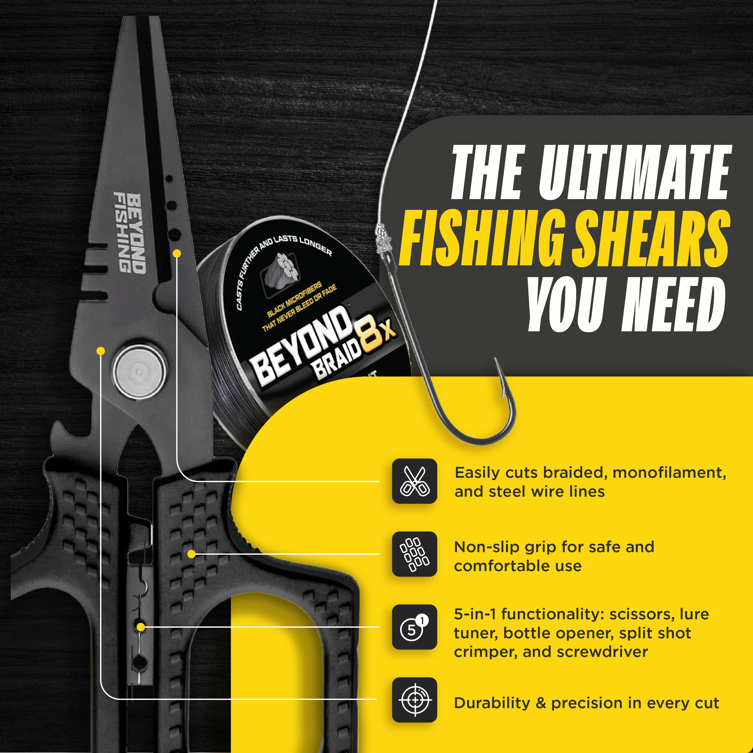 Beyond Fishing 6.5" Pro Shears - Premium Braid Cutting Scissors