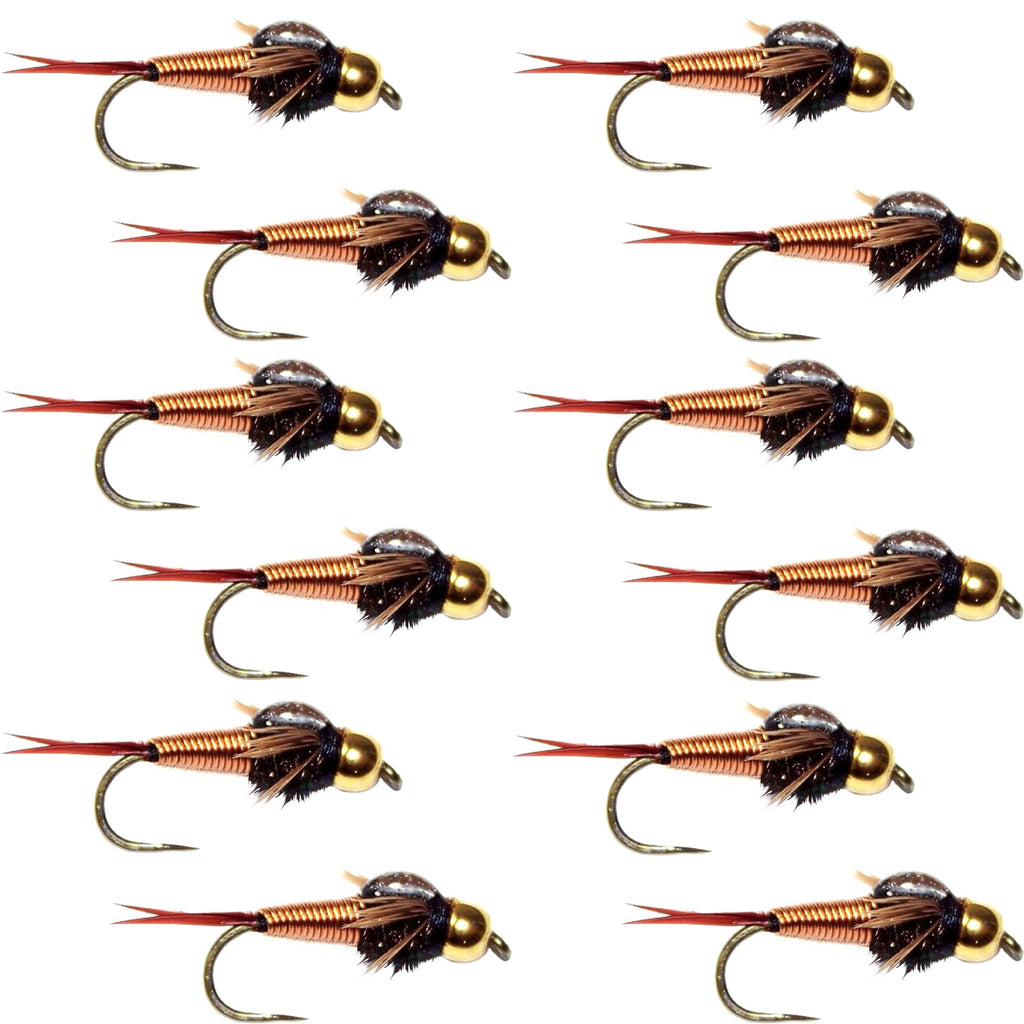 Barbless Bead Head Copper John Nymph Fly 1 Dozen  Fishing Flies -  Hook Size 12