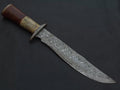 Custom Handmade 15” Bowie Knife with Color Bone Handle & Damascus Steel Guard – Includes Leather Sheath