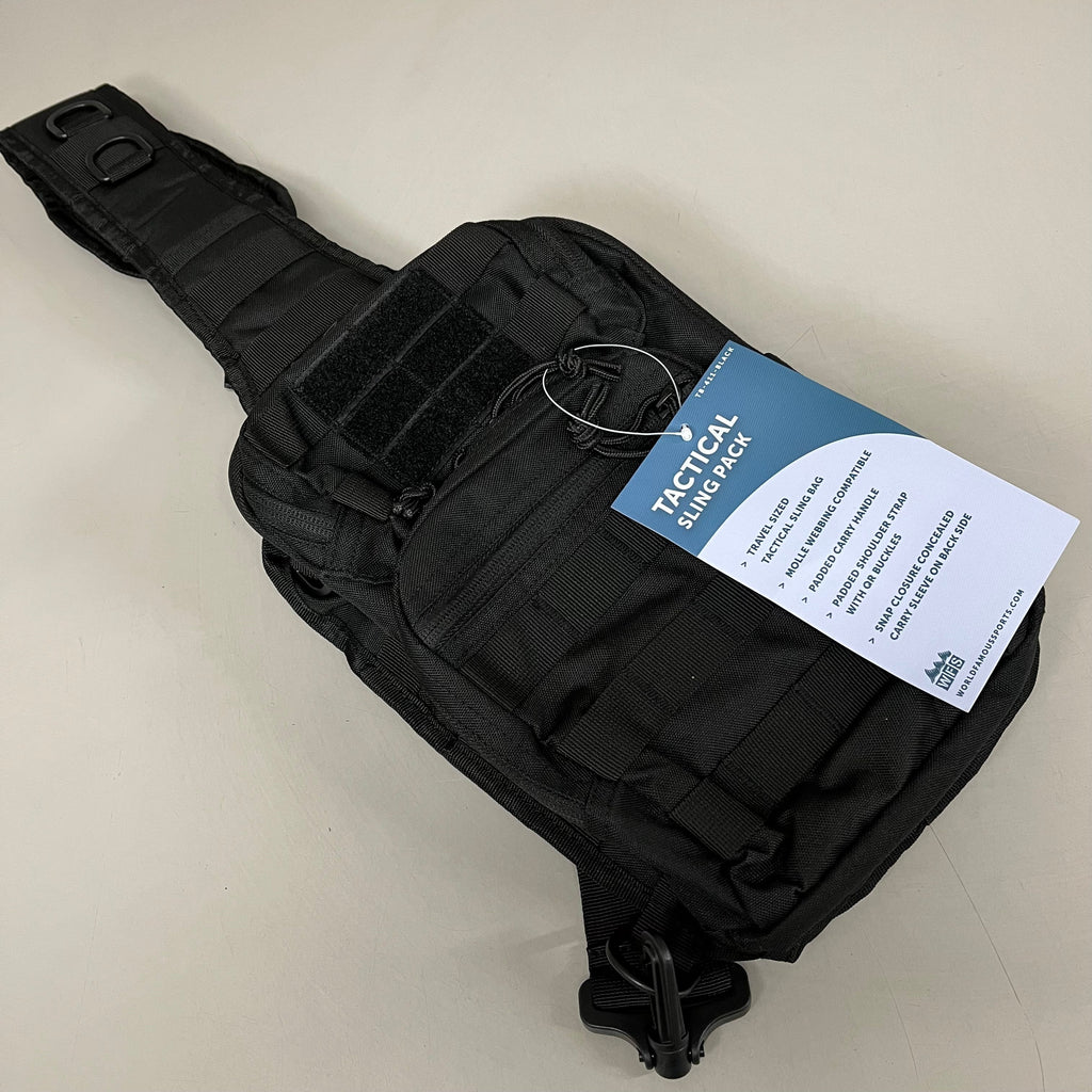 WORLD FAMOUS SPORTS Tactical Sling Travel Size Pack Padded Black TB-411-BLACK