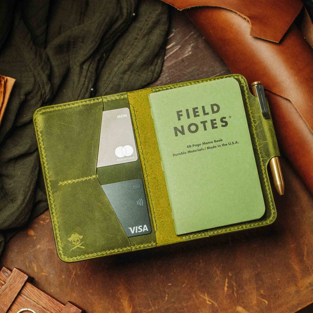 Pirate Goods Quartermaster v2 Passport Wallet – Leather Travel EDC Organizer with Velcro Panel & Field Notes Holder