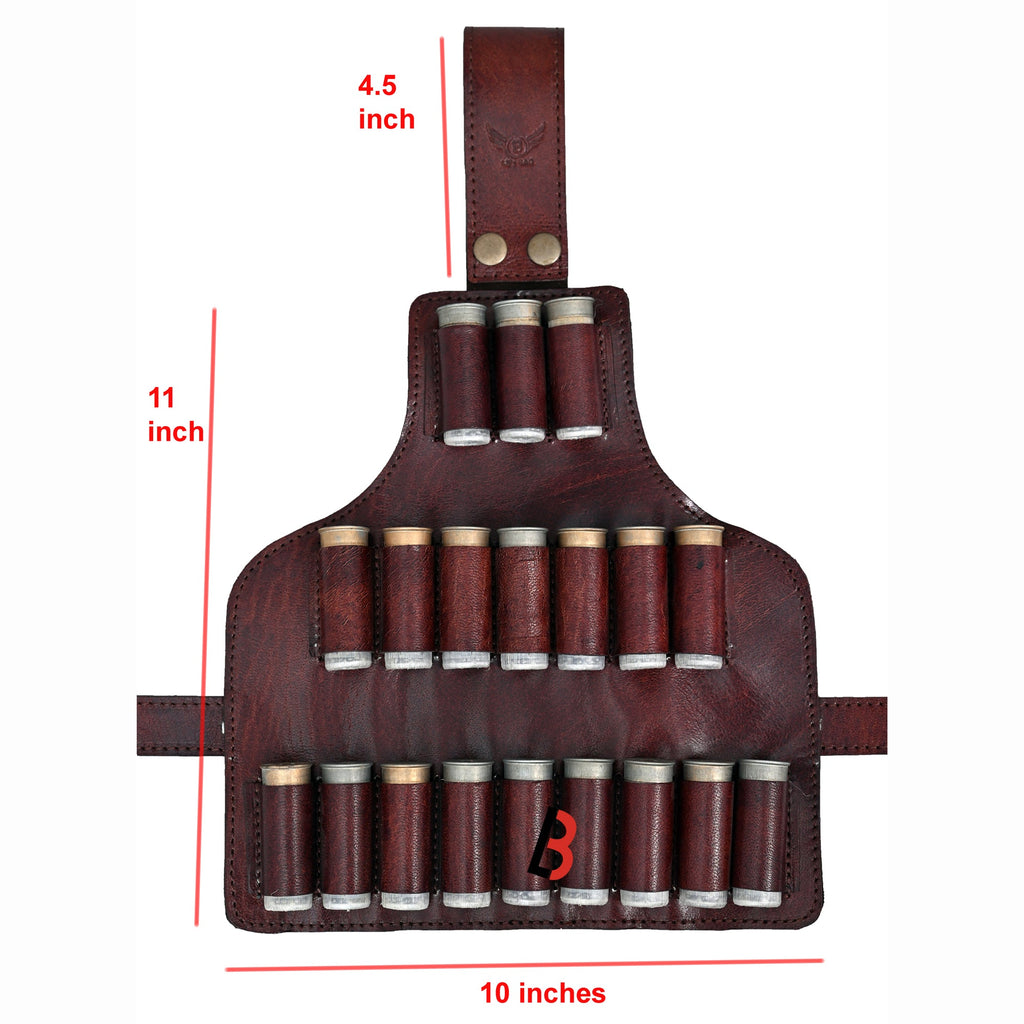 Cowhide Leather Cartridge Holder Leg Belt for 12, 16 & 12 Gauge Shells, Hunting
