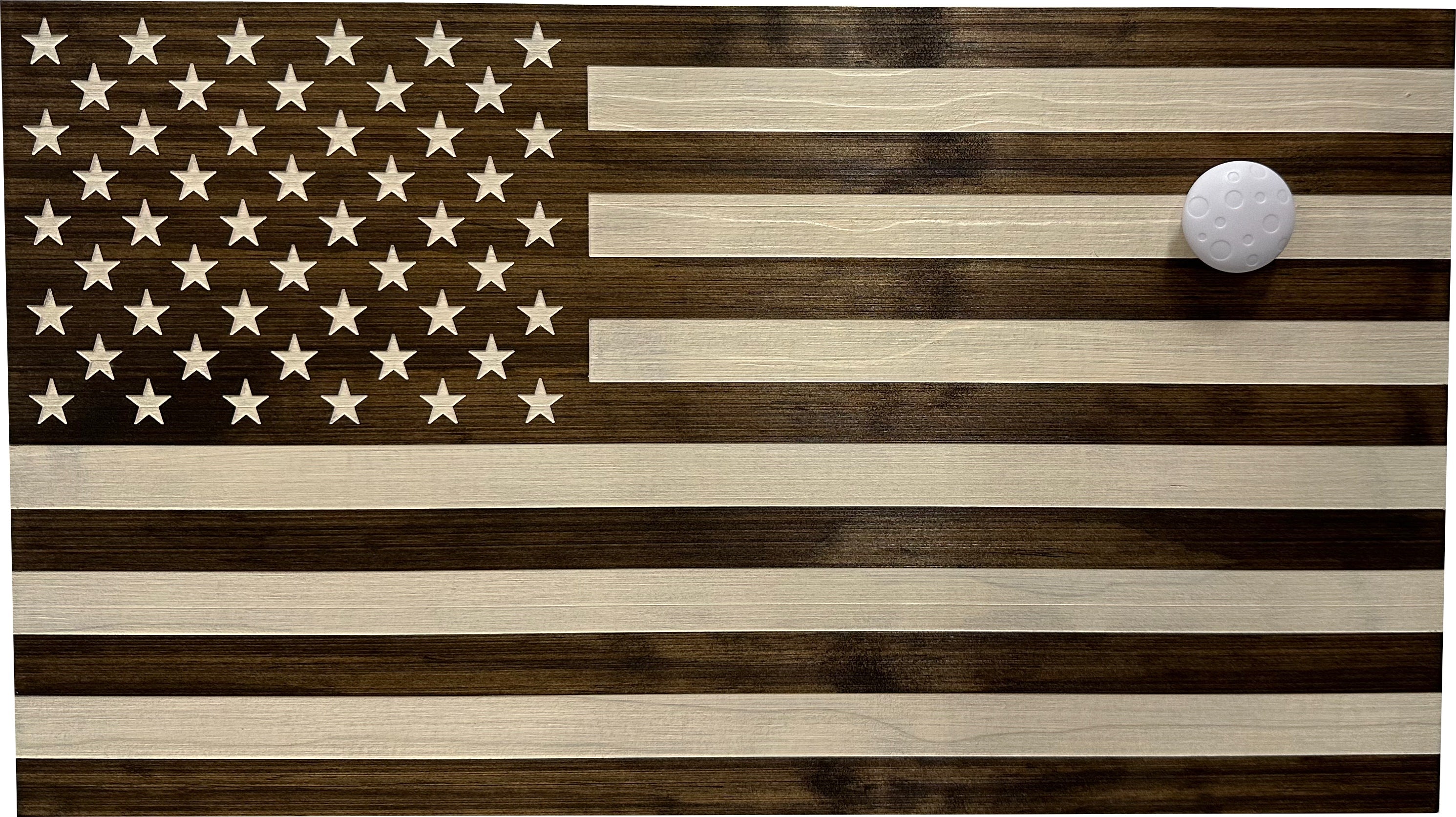 American Flag Decorative & Secure Wall-Mounted Gun Cabinet (Dark Walnut)