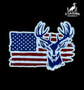 Deer on American Flag Red White and Blue Acrylic Hat Patch
