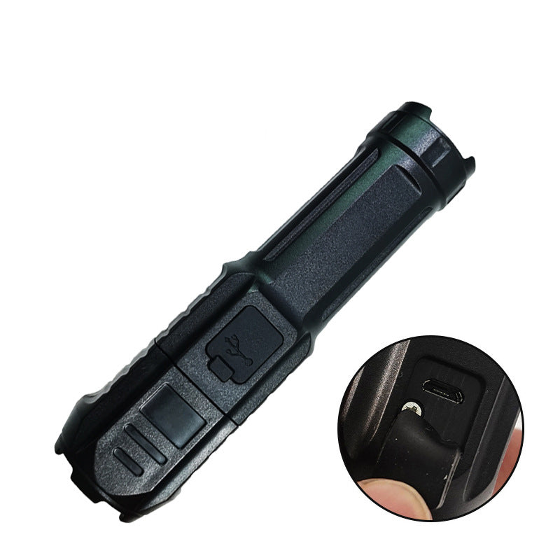 New Telescopic Zoom Glare Flashlight USB Charging Compact Portable Spotlight Long-Range Floodlight Outdoor Lighting