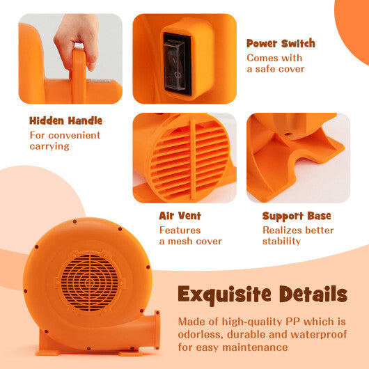 750W Air Blower (1.0HP) for Inflatables with 25 feet Wire and GFCI Plug - Color: Orange - Size: 750W