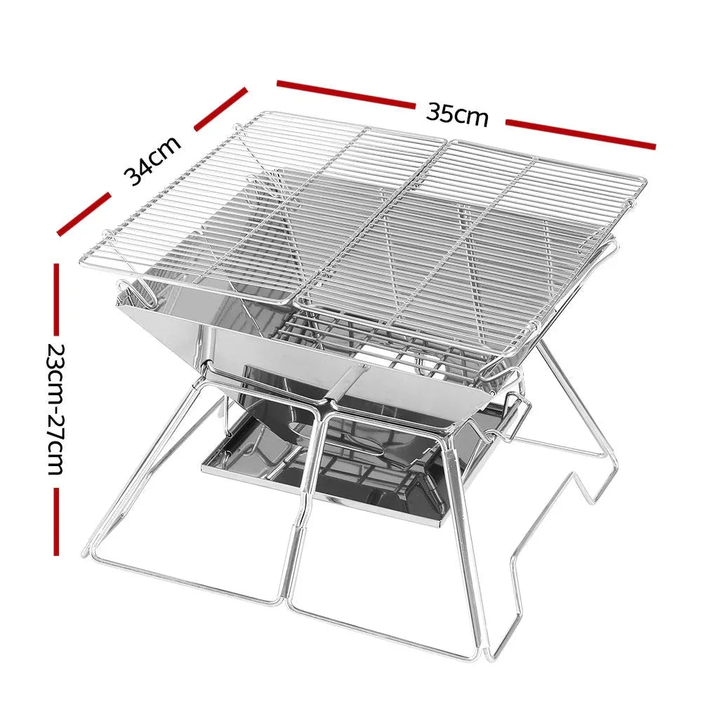 Grillz Camping Fire Pit BBQ 2-in-1 Grill Smoker Outdoor Portable