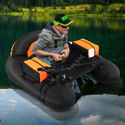 Inflatable Float Tube with Adjustable Fishing Rod Holder and Fish Hook Stator-Green