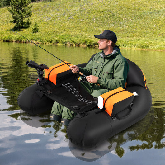 Inflatable Float Tube with Adjustable Fishing Rod Holder and Fish Hook Stator-Green