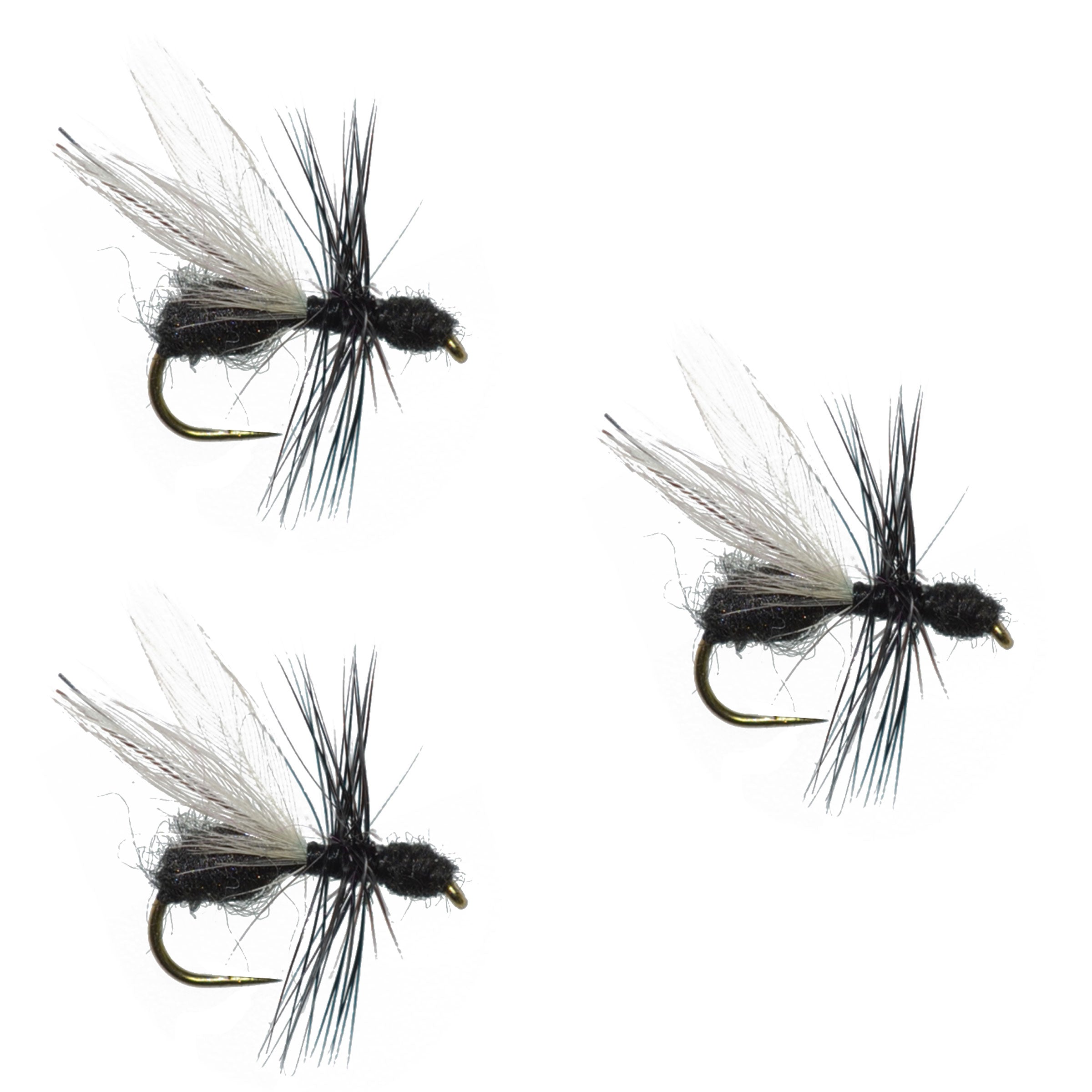 3 Pack Black Fur Flying Ant Terrestrial Trout Dry Fly - Hook Size 18