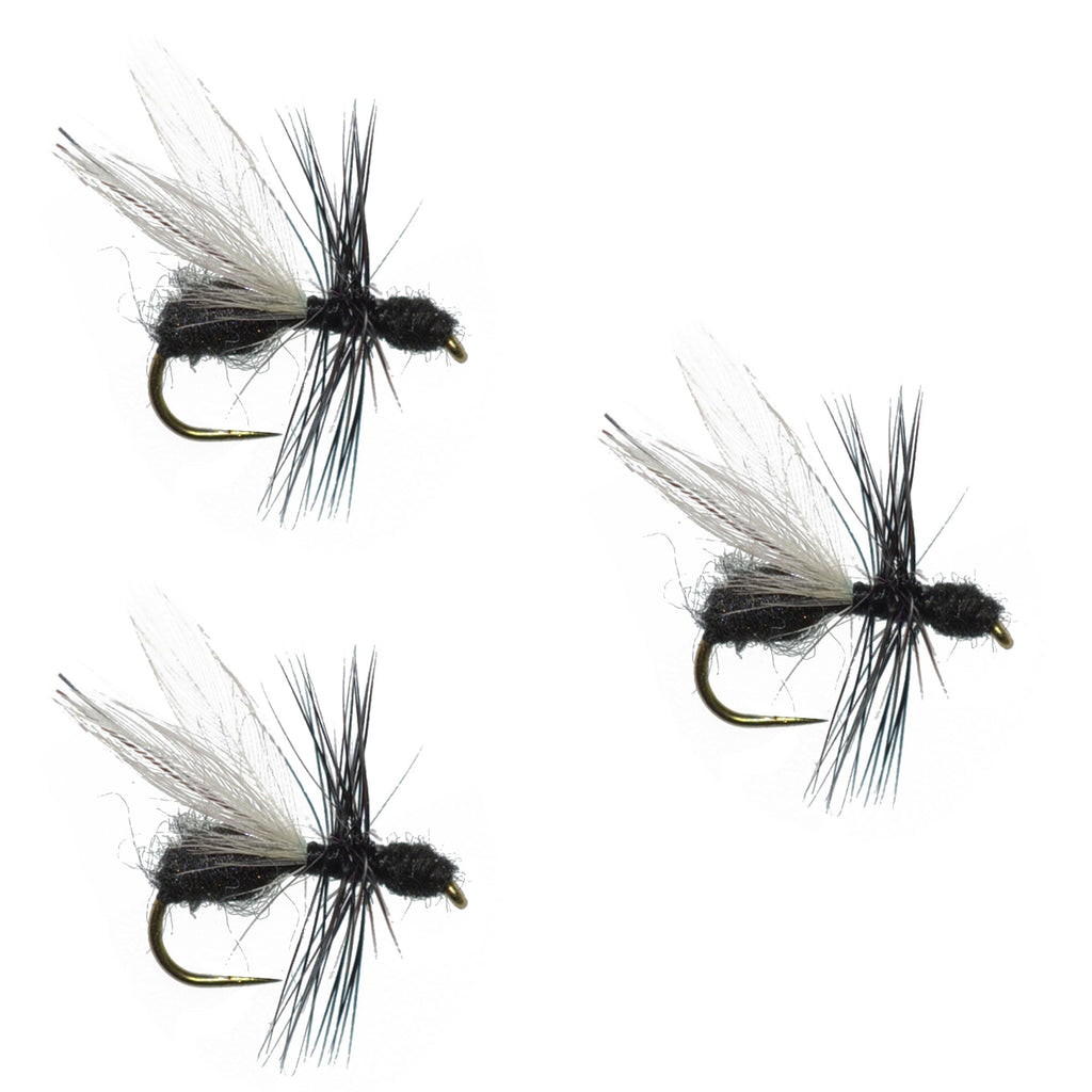 3 Pack Black Fur Flying Ant Terrestrial Trout Dry Fly - Hook Size 16