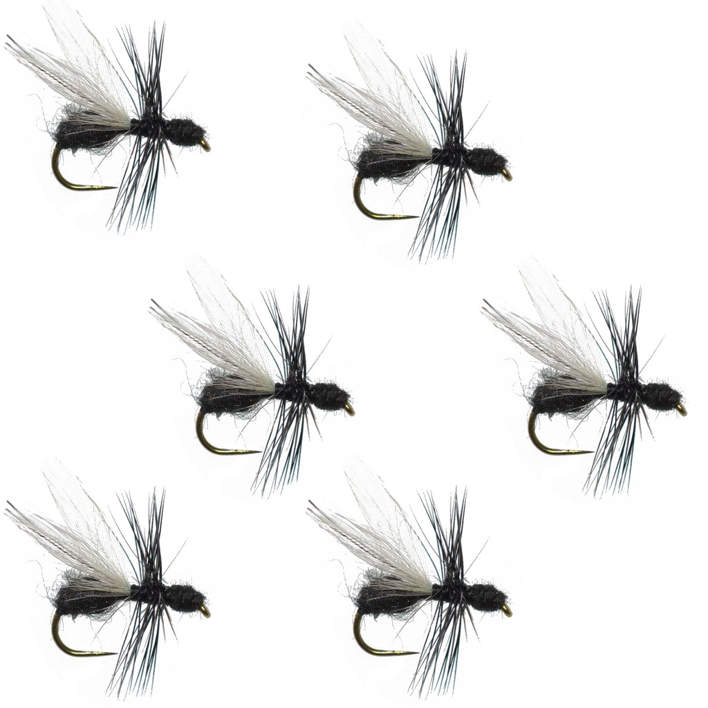 Barbless Black Fur Flying Ant Terrestrial Trout Dry Fly - 6 Flies Hook Size 14