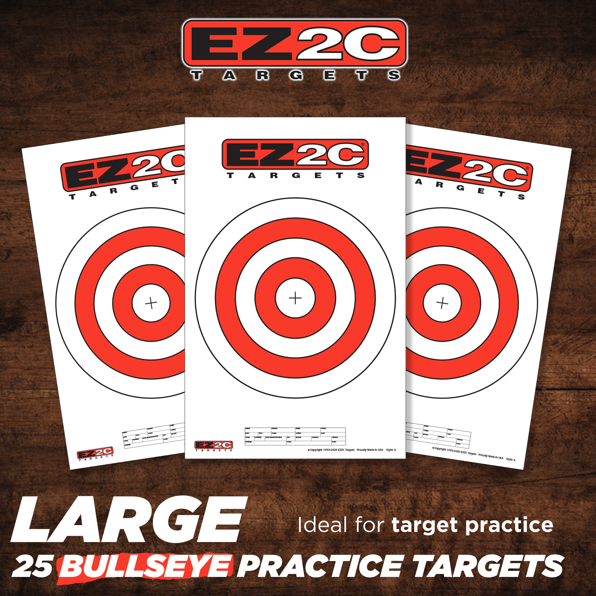 EZ2C Targets #6: 10" Bullseye Paper Shooting Target 11"x17" USA MADE
