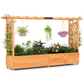 Raised Garden Bed Planter Box with Lattice Trellis Drainage Holes