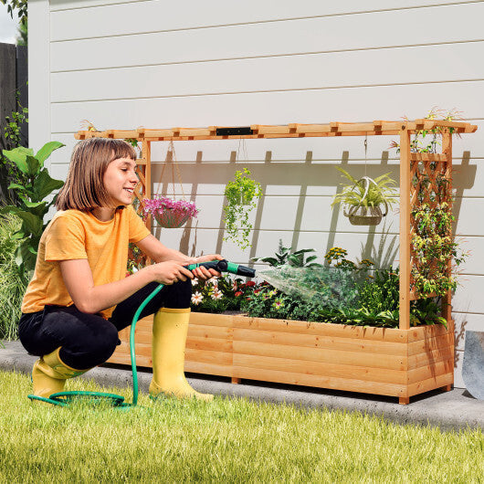 Raised Garden Bed Planter Box with Lattice Trellis Drainage Holes