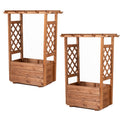 Raised Garden Bed with Lattice Trellises with Hanging Roof Set of 2-Orange