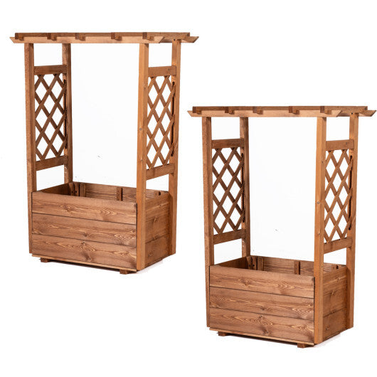 Raised Garden Bed with Lattice Trellises with Hanging Roof Set of 2-Orange