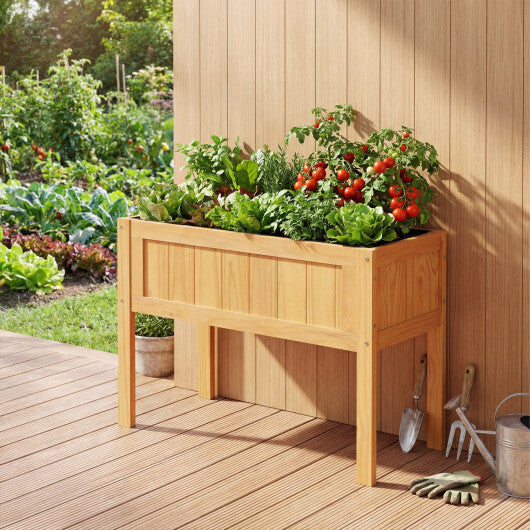 Wood Raised Garden Bed Elevated Planter Box with Bed Liner and Drainage Holes for Vegetables Flowers Herbs-Orange