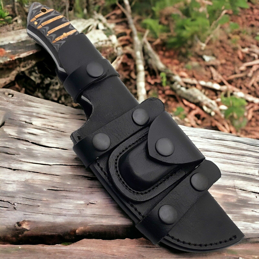 Custom Handmade Damascus Steel Tom Brown Tracker Knife – 10" Full Tang Forged Damascus Hunting Knife with Leather Sheath