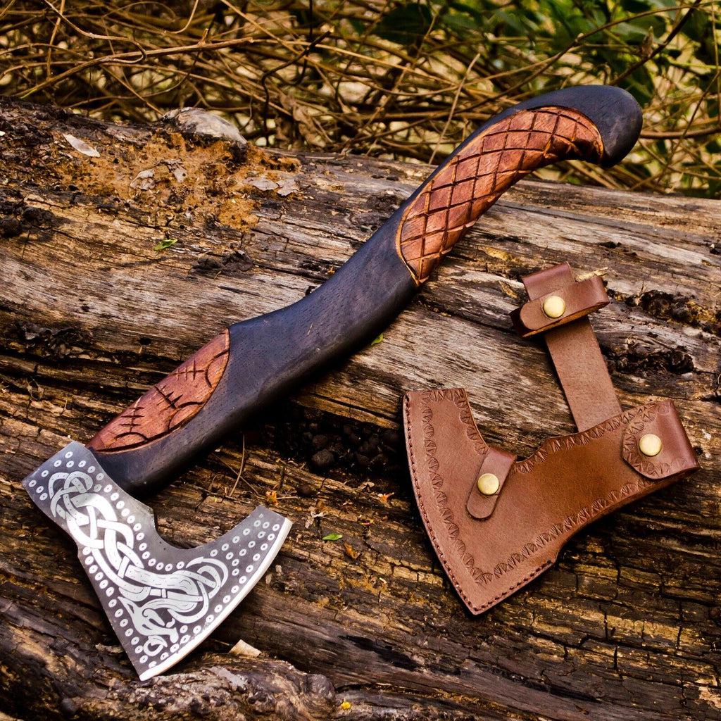 Battle Viking Axes for Sale – Custom Forged Norse Axes with Leather Sheath & Comfortable Grip