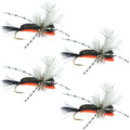 Hippie Stomper Black Orange Foam Body Grasshopper Dry Fly - 4 Flies Size 10