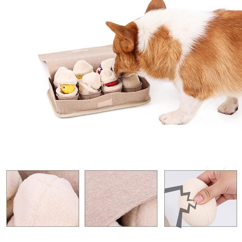 Milou & Lumi Egg Enrichment Plush Toy – Interactive Snuffle Puzzle Toy with Squeaker