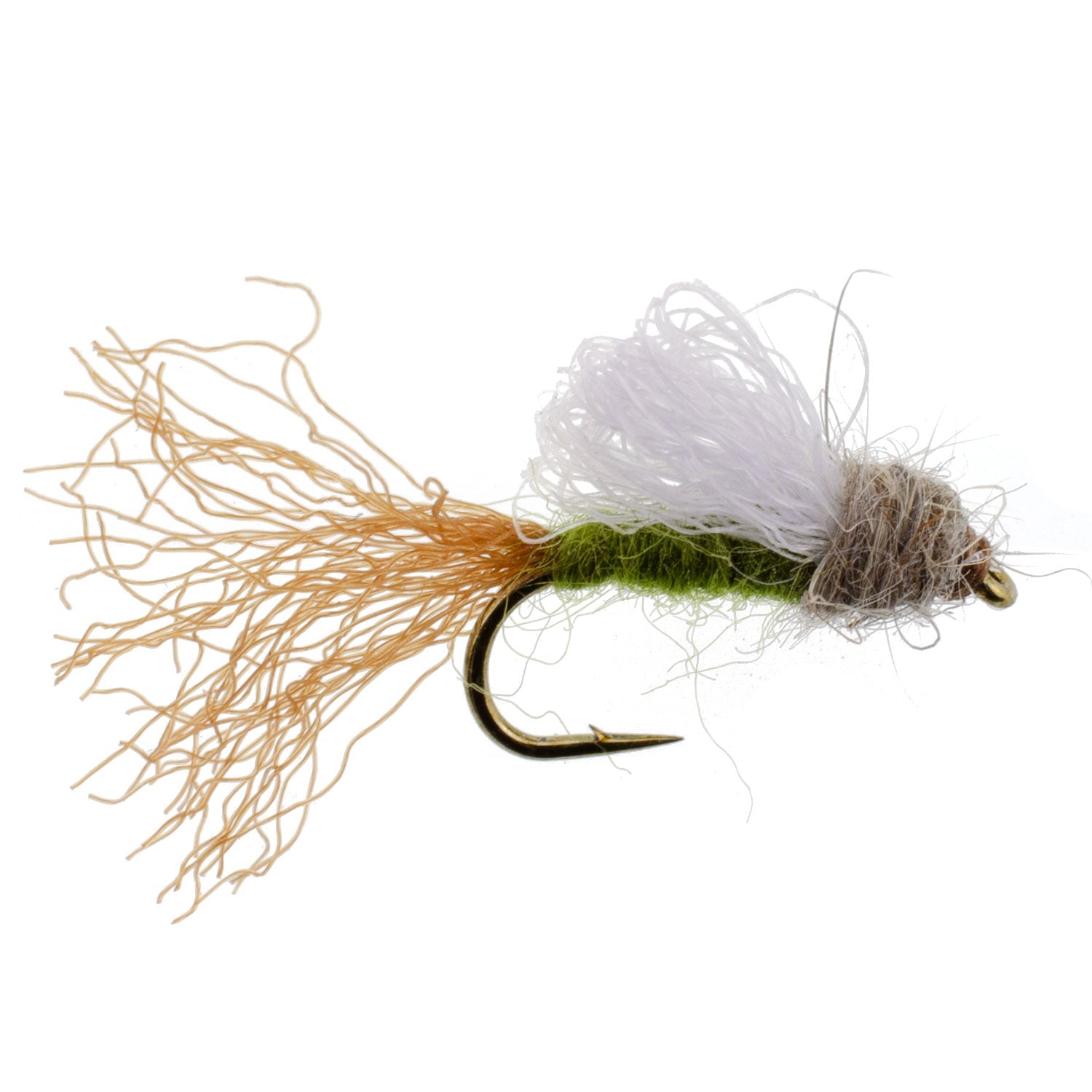 Olive Iris Caddis Emerger Caddis  Trout Dry Fly - 6 Flies Hook Size 16