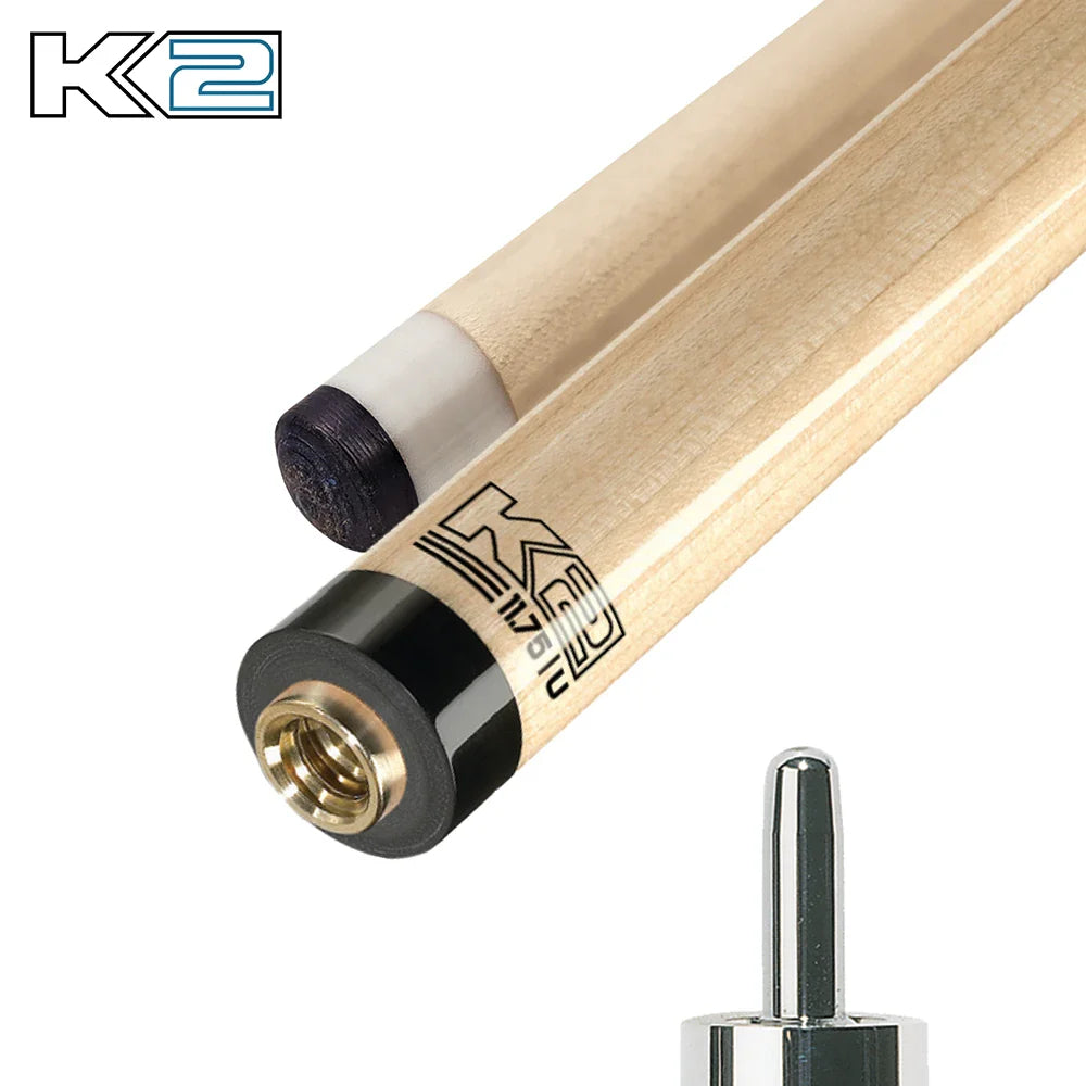 K2 KL130 Gloss Wrapless Cue with Split Floating Bocote & Ivory Point Design