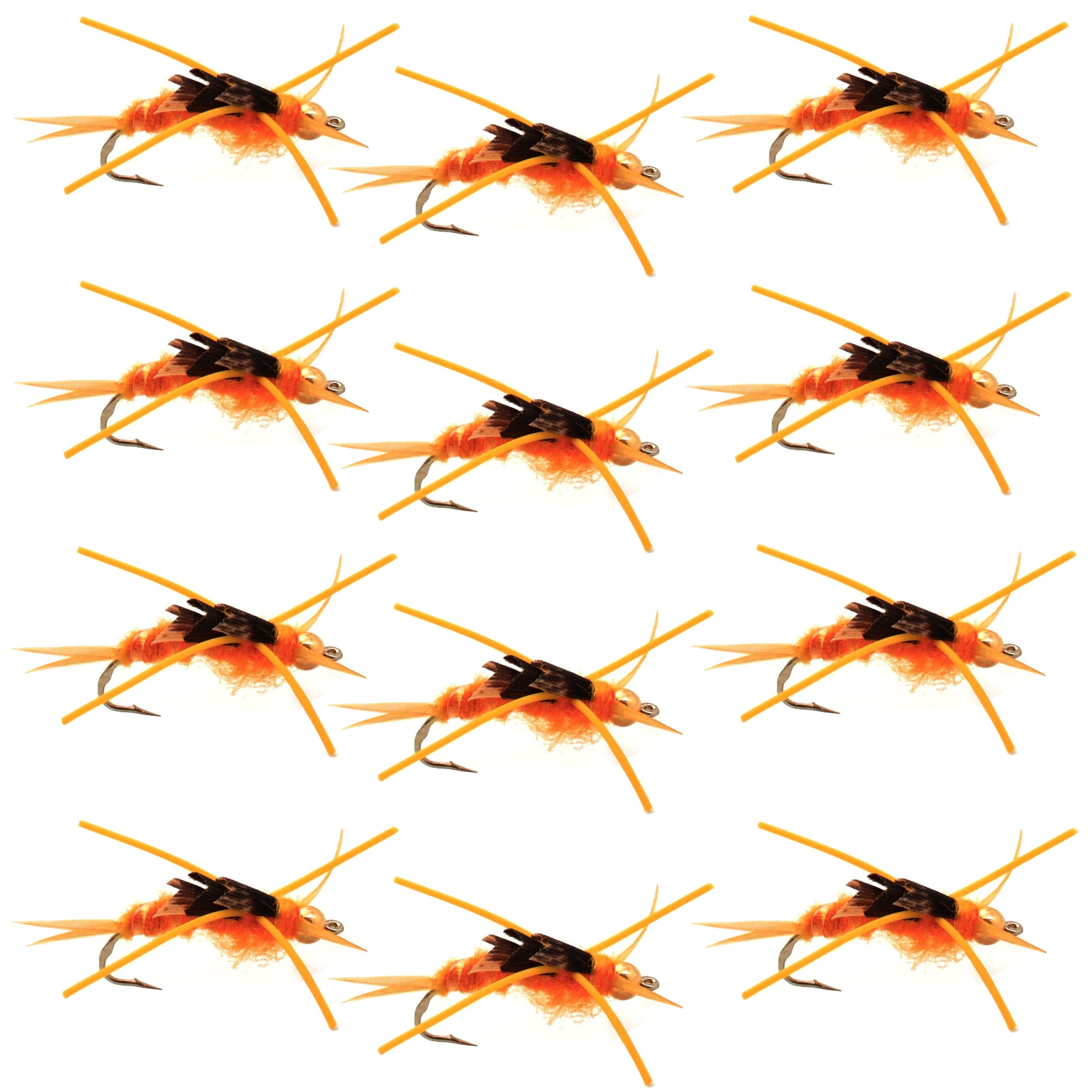 Tungsten Bead Kaufmann's Golden Stone Fly Nymph Rubber Legs - 1 Dozen Hook Size 8