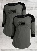 HD Fish -  Mericana -Ladies Heritage Blend Black Twist 3/4-Sleeve Baseball Raglan Tee - Catfish, Walleye, Crappie, Bass