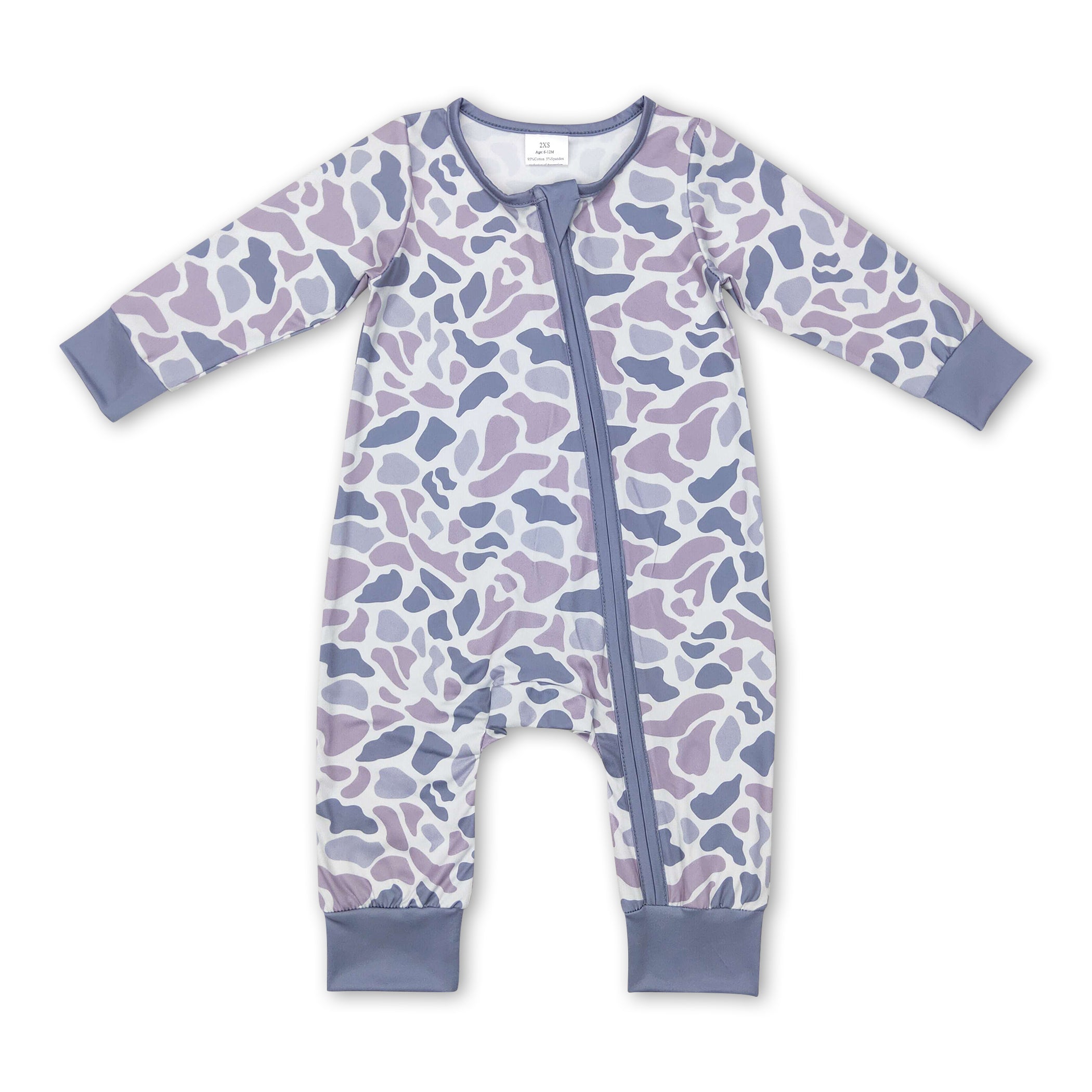 Long sleeves grey camo baby kids zipper romper