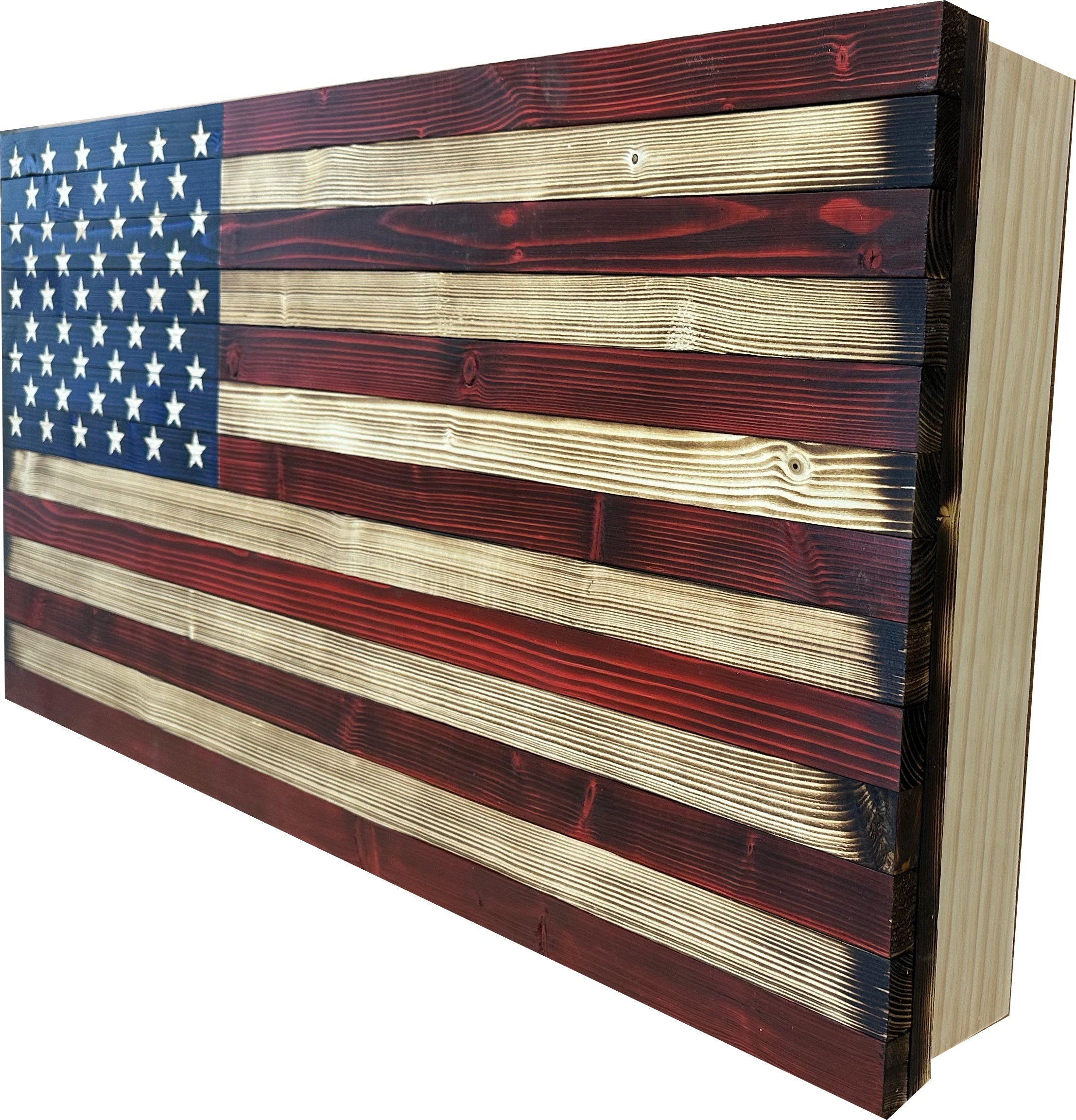 Large Red and Blue American Flag Hidden Gun Storage Cabinet