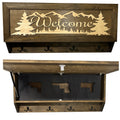 Mountain Scene Welcome Concealment Decor - Handcrafted Wooden Gun Cabinets - Gun Shelf Hidden Storage for Rifles, Shotguns, & Handguns - Quick Access Hidden Wall Safe