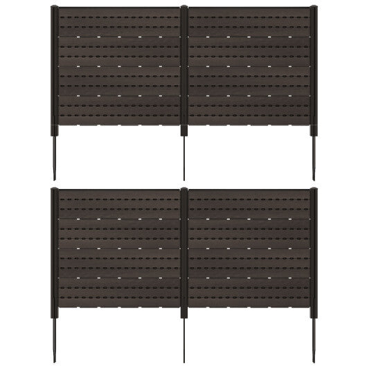Outdoor Privacy Fence Screen with 5 Ground Stakes for Garden Yard Patio-Brown