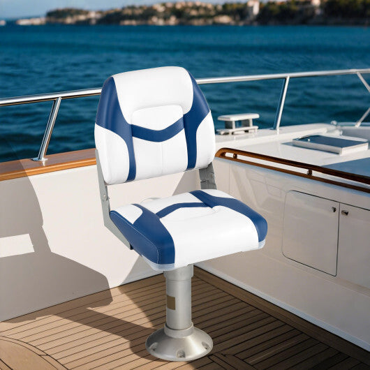 2-Pack Boat Seats with Fixing Bolts and Hinges-Black