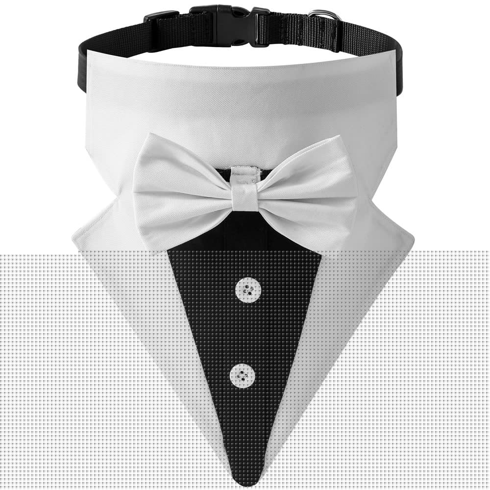 Tuxedo Bow Tie Dog Bandana Collar · Black/White