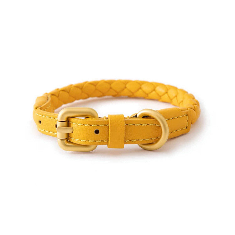 Luxury Braided Leather Dog Collar+Leash Set – Eco-Friendly, Durable, Stylish